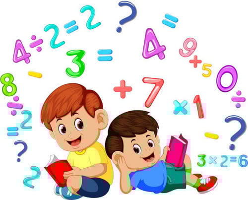 Image of cartoon students for reading and math